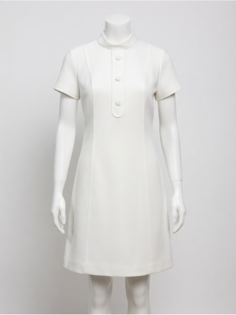 Vintage Cream Short-Sleeve Mini Dress